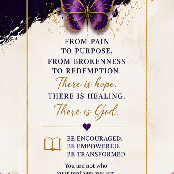 Shop the Courage A Redemption Story bookmark — a premium 2" x 6" keepsake in purple and gold. A daily reminder that there is hope, there is healing, there is God. $4.99.